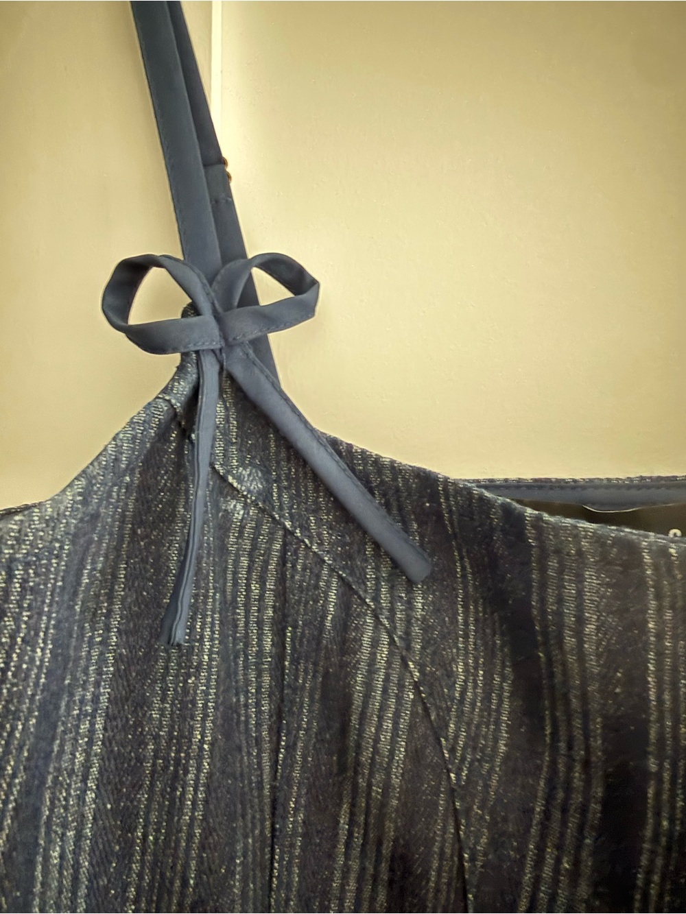 Lioness Navy Pinstripe Bow-Shoulder Cami - Picture 3 of 5